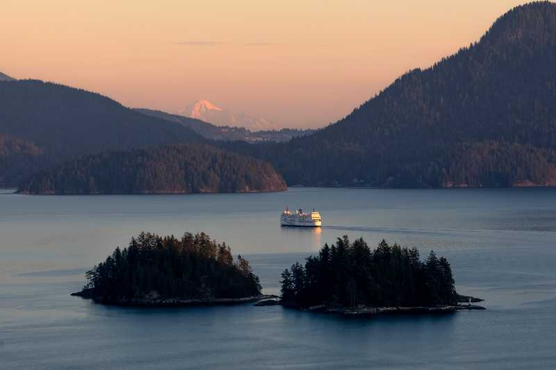 A ferry on its route to Vancouver Island